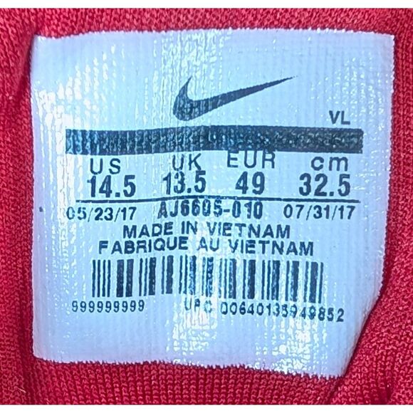 Nike Alpha Menace Elite 2 Football Cleats Black Red Size 14.5 AJ6605-010 - Picture 10 of 11